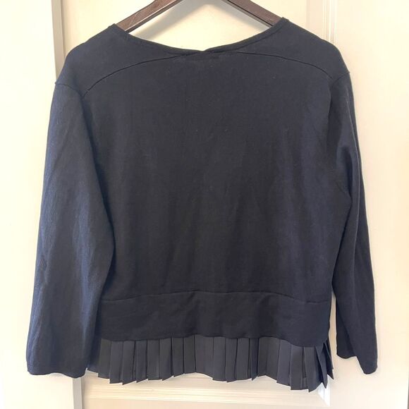 Tommy Hilfiger Women’s Black Pleated Hem Open Front Cardigan Sweater Size L - Picture 3 of 9